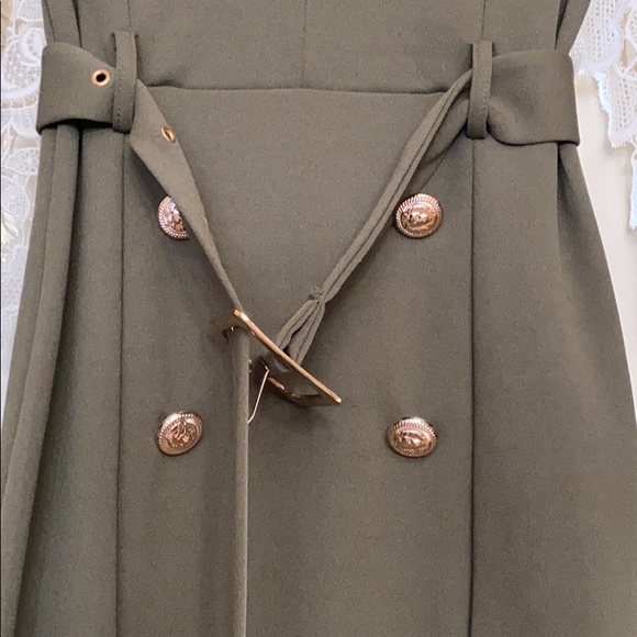 Olive Green Office Dress - Picture 3 of 4